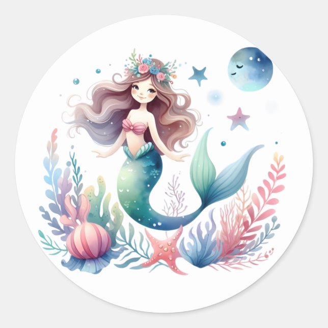 Adesivo Coloridos de Sereia Bonitos (Frente)