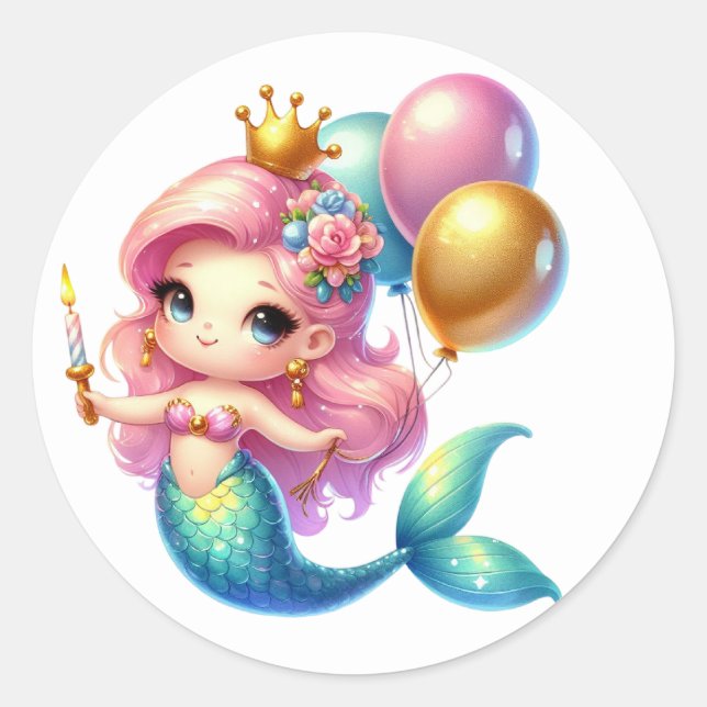 Adesivo Coloridos de Sereia Bonitos (Frente)
