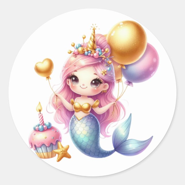 Adesivo Coloridos de Sereia Bonitos (Frente)