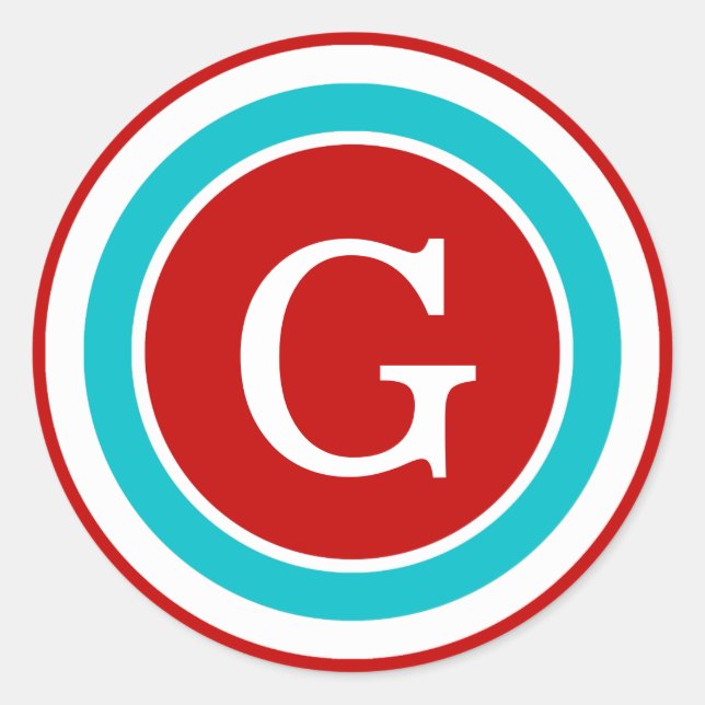 Adesivo Colorir círculos Monogramas Vinhetas/Azul Vermelho (Frente)