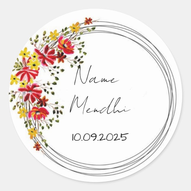 Adesivo Colourful floral mendhi favour stickers  (Frente)