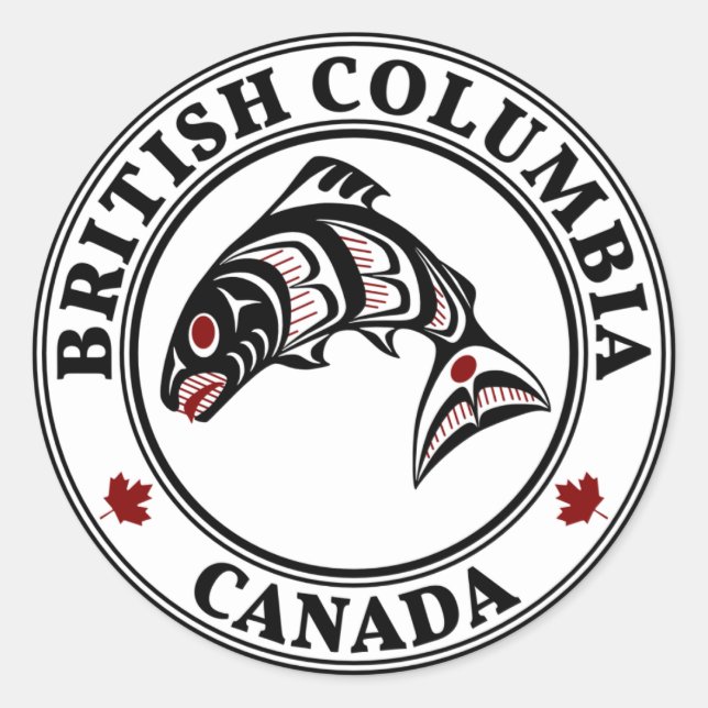Adesivo Colúmbia Britânica Canada Haida art Salmon (Frente)