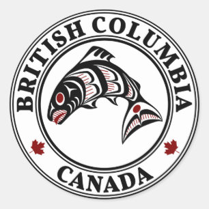 Adesivo Colúmbia Britânica Canada Haida art Salmon