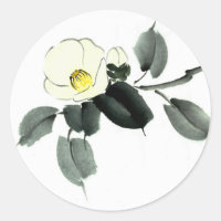 Coluna branca de camellia sumi e aquarela japonesa