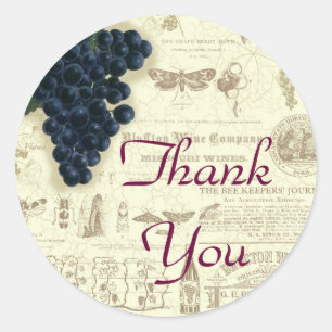 Adesivo Coluna De Uvas De Vintage, Obrigado