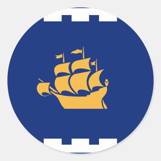 Adesivo com a Bandeira da Cidade de Quebec, Canadá (Frente)