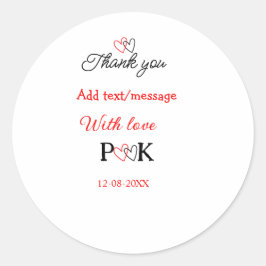 Adesivo Com amor adicione carta do nome do casal obrigado 