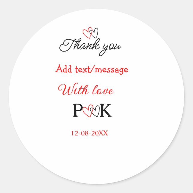 Adesivo Com amor adicione carta do nome do casal obrigado  (Frente)