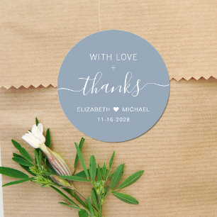 Adesivo Com Amor E Agradecimentos Casamento Dusty Blue Obr