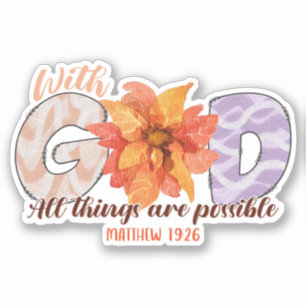 Adesivo Com Deus Todas as Coisas Possíveis Bíblia Cristã