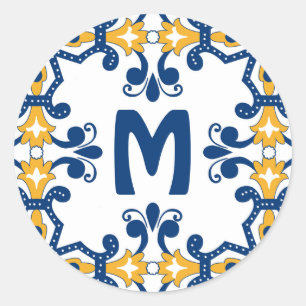 Adesivo Com 💛 inicial 💙 azul e amarelo Azulejos 