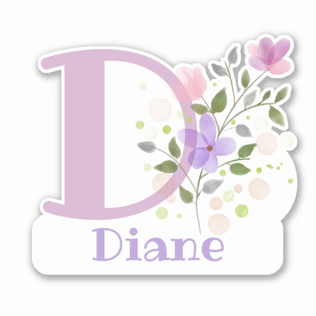 Adesivo com Nome e Inicial com Corte de Design Flo (Frente)