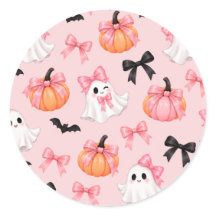 Adesivo com padrão de fantasmas cor-de-rosa e laço