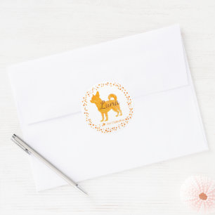 Adesivo com silhueta de chihuahua laranja pastel p