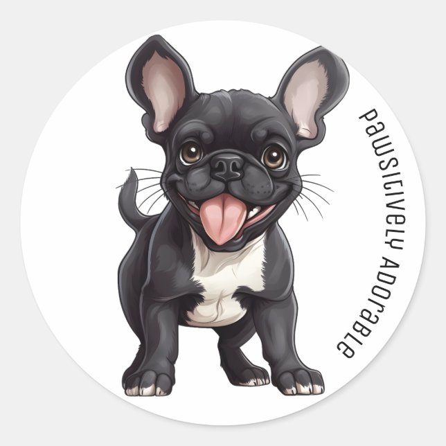 Adesivo 🐶 com texto personalizado, filhote francês (Frente)