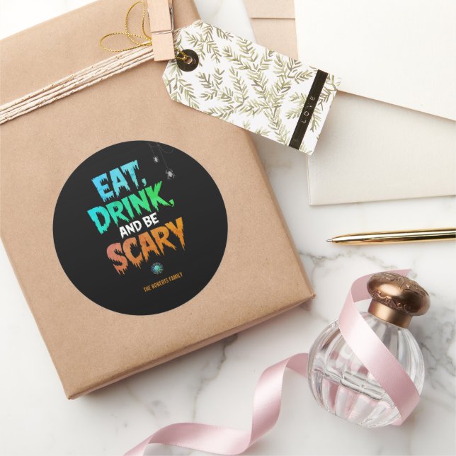 Adesivo "Coma Bebida Assustadora e Assusta" Presente de Ha (Presentear)