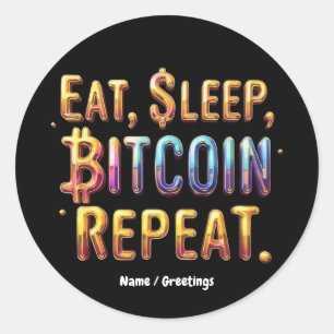 Adesivo Coma, Dorme, Bitmoney, Repita Uma Criptomoeda