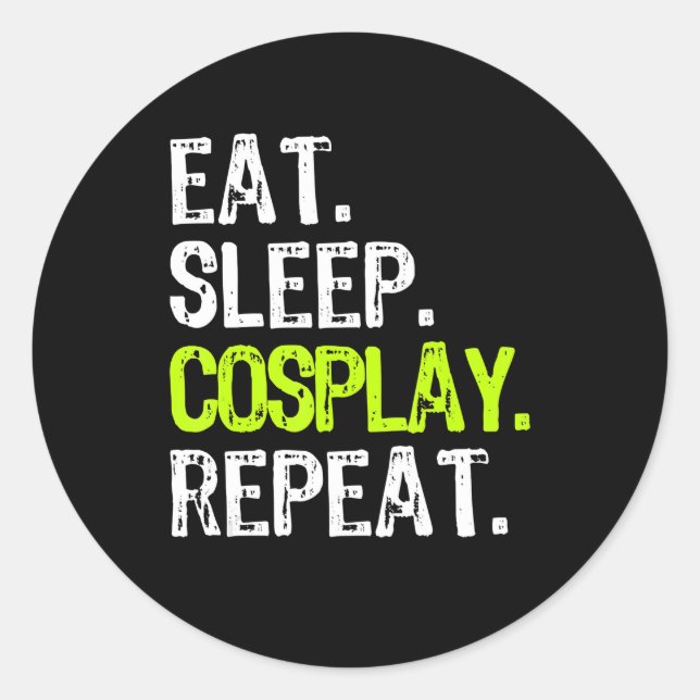 Adesivo coma dormir cosplay repetir cosplayer (Frente)