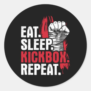Adesivo Coma Dormir Kickbox Repetir - Kickboxing Artes Mar