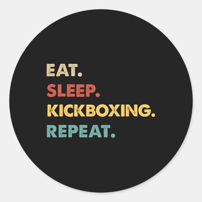 Adesivo Coma Dormir Kickboxing Repetir Amante de Kickboxin (Frente)