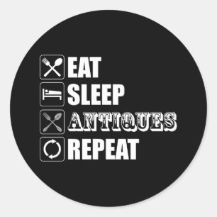Adesivo Coma. Durma. Antiguidades. Repetir