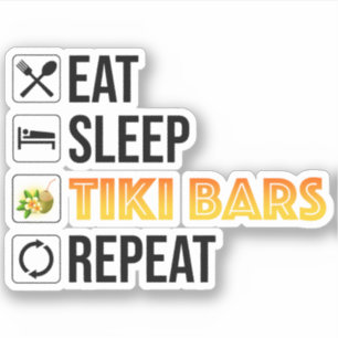 Adesivo Coma. Durma. Bares Tiki. Repita