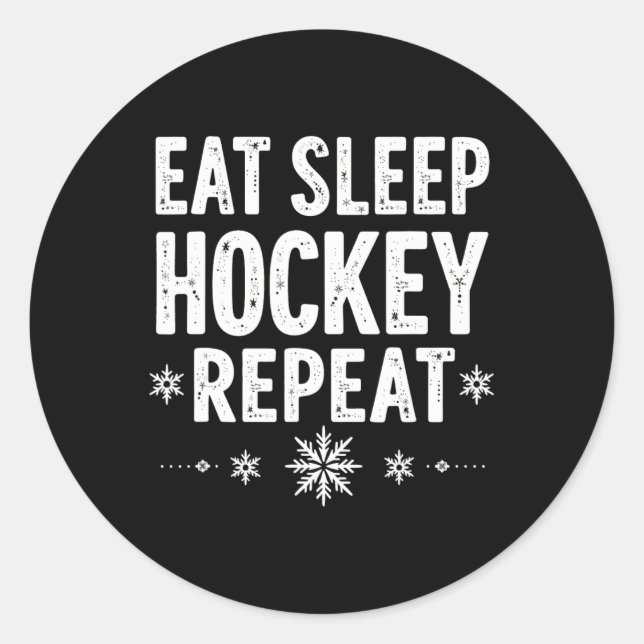 Adesivo Coma Hockey com Sono Repito Engraçado Holida do Es (Frente)