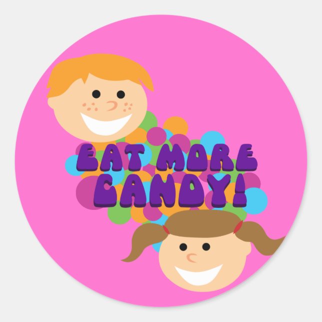 Adesivo Coma Mais Crianças De Retrô De Candy (Frente)