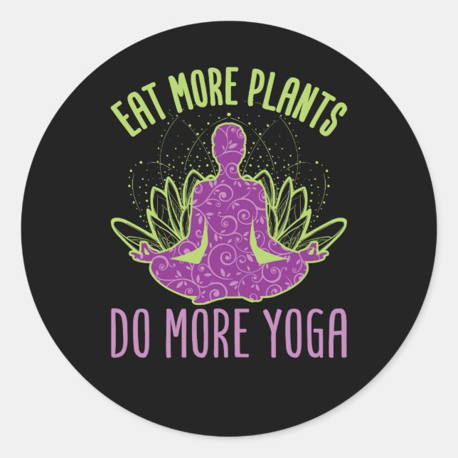 Adesivo Coma Mais Plantas Faz Mais Yoga Vegan (Frente)