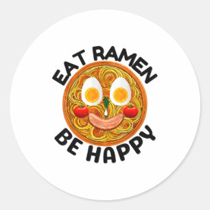 Adesivo Coma Ramen Seja Feliz Kawaii Estilo Divertido Japo