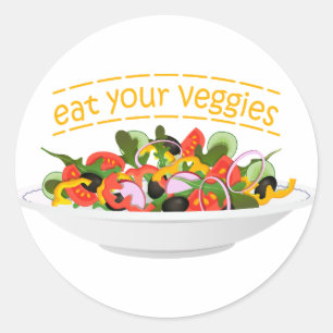 Adesivo Coma seus vegetais Cite salada fresca misturar tig