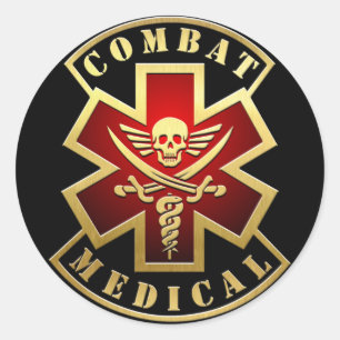 Adesivo Combate ao Crânio Médico e Espadas Cruzadas