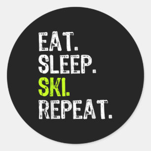 Adesivo Come Sleep Ski Repetir Esqui Skier Lover Engraçado