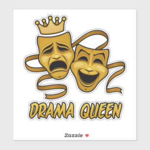 Adesivo Comédia Da Rainha Drama E Máscara Dourada De Tea