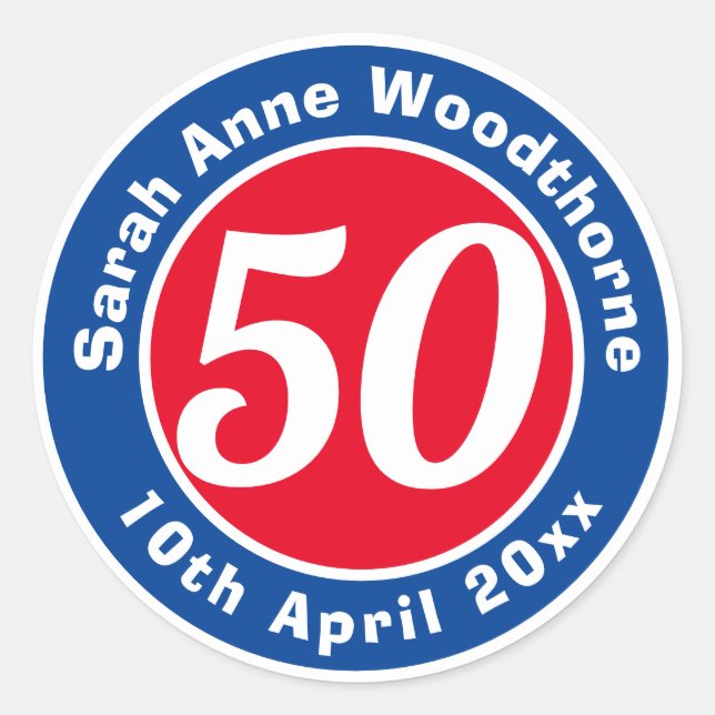 Adesivo Comemoração de Aniversário com Nome, Idade e Data (Frente)