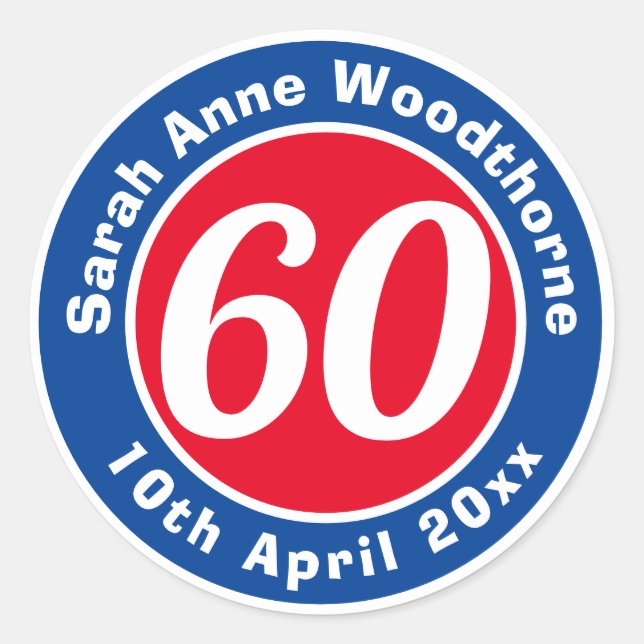 Adesivo Comemoração de Aniversário com Nome, Idade e Data (Frente)