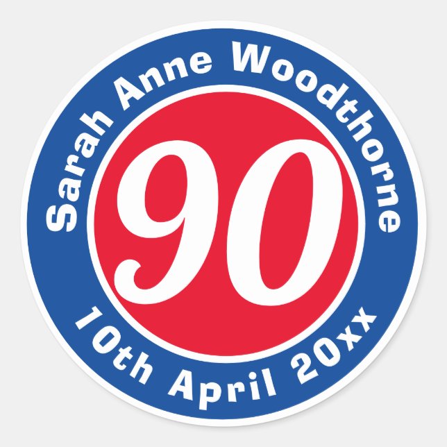 Adesivo Comemoração de Aniversário com Nome, Idade e Data (Frente)