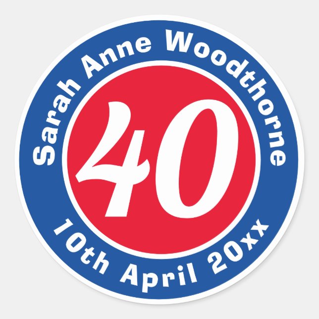 Adesivo Comemoração de Aniversário com Nome, Idade e Data (Frente)