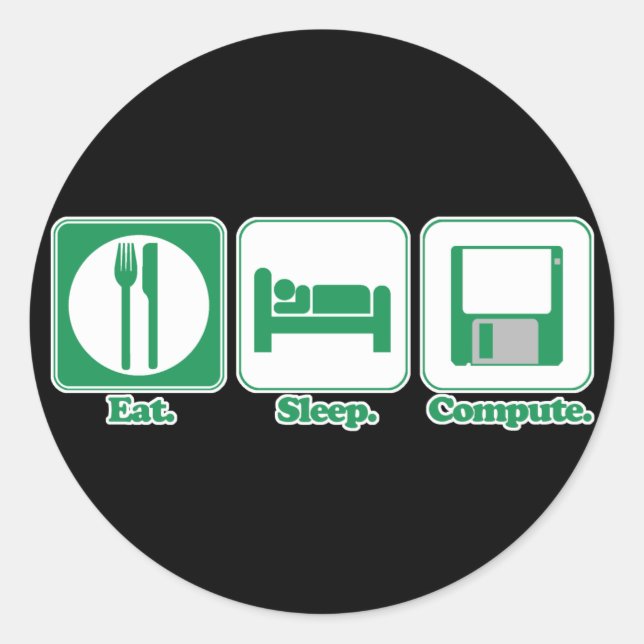 Adesivo comer dormir computador (verde) (Frente)