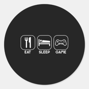 Adesivo Comer Dormir Jogo Camiseta Divertida de Presente d