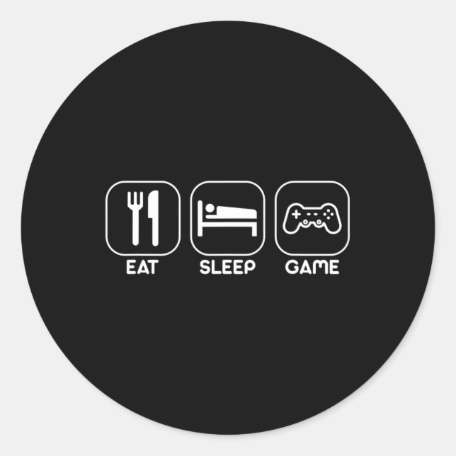 Adesivo Comer Dormir Jogo Camiseta Divertida de Presente d (Frente)