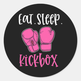 Adesivo Comer Dormir Kickbox Rosa Frase Citação Kickboxing