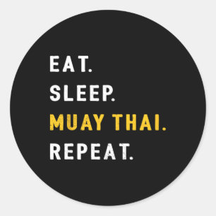 Adesivo Comer Dormir Muay Thai Divertido Mma Camisa Presen