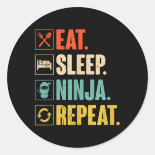 Adesivo Comer Dormir Ninja Repetir Ninja Marcial Engraçado