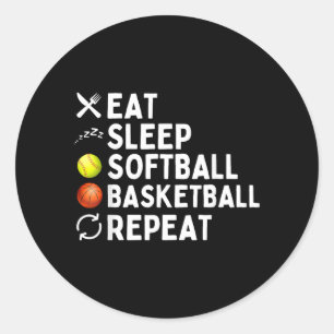 Adesivo Comer Dormir Softbol Beisebol Repetir Divertido So