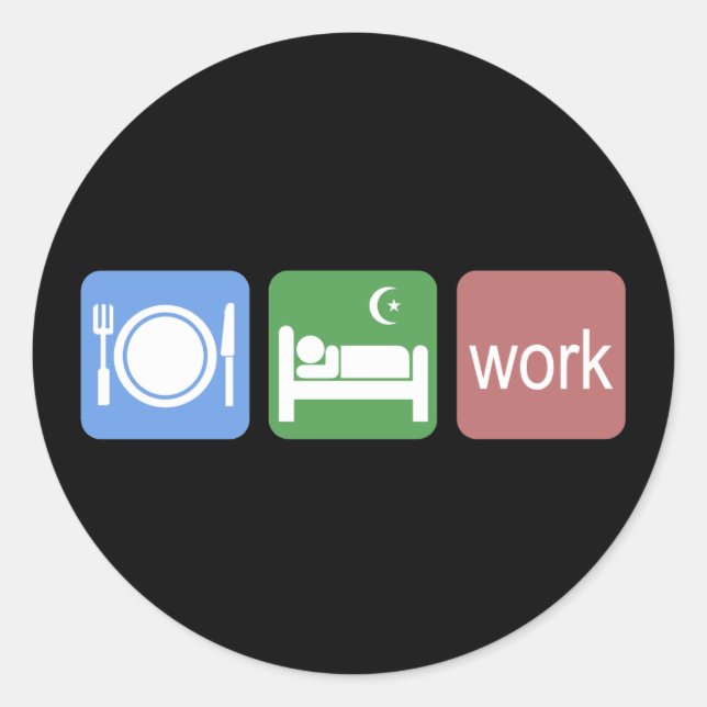 Adesivo Comer trabalho de sono (Frente)