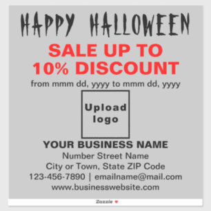 Adesivo Comércio Halloween Venda a Cinza Vinil Sticker