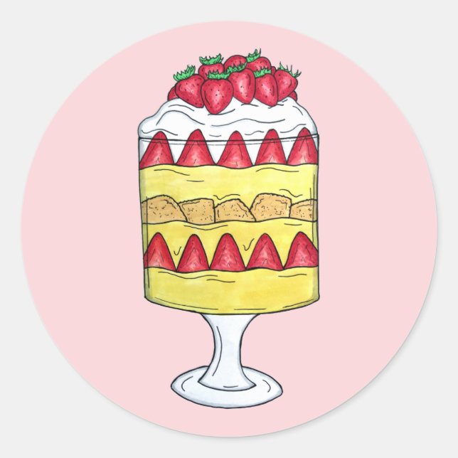 Adesivo Comida Britânica de Fruta de Trifle em Inglês (Frente)