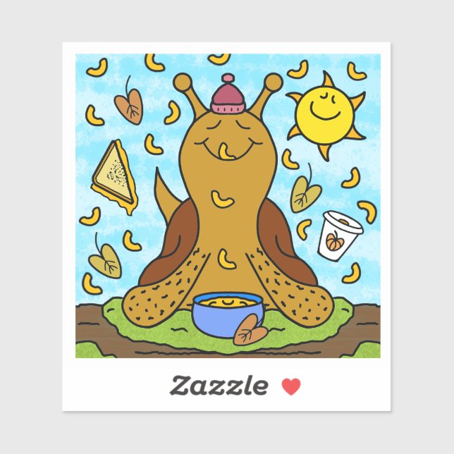 Adesivo Comida de conforto de caracol-corda-branca (Folha)