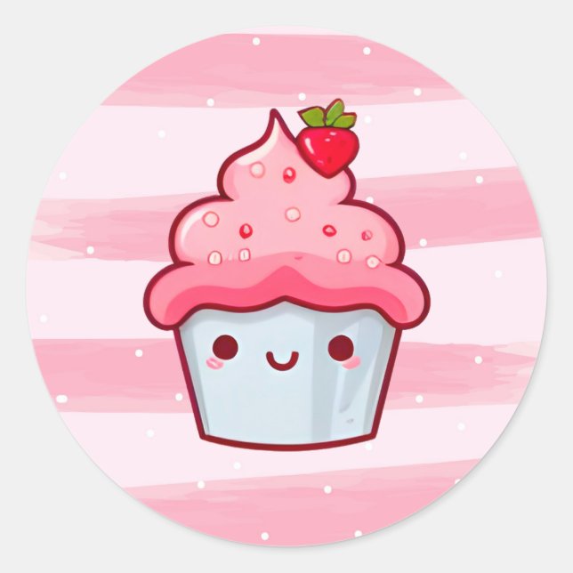 Adesivo Comida de cupcake de desenho rosa japonês, bonito  (Frente)